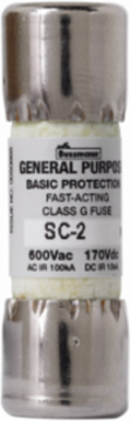 Current-Limiting Fast Acting Fuse, 2 A, Class G, 600 Vac, Ferrule End x Ferrule End