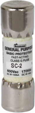 Current-Limiting Fast Acting Fuse, 2 A, Class G, 600 Vac, Ferrule End x Ferrule End