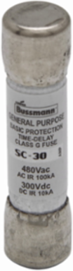 Current-Limiting Time-Delay Fuse, 25 A, Class G, Ferrule End, 100 kAIC at 480 Vac