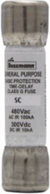 Current-Limiting Time-Delay Fuse, 25 A, Class G, Ferrule End, 100 kAIC at 480 Vac