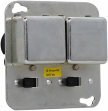 Square Box Cover Unit 4.1 Inch x 2.6 Inch, 125V, 15A, Receptacle Fuse Holder with Switch Control