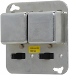 Square Box Cover Unit 4.1 Inch x 2.6 Inch, 125V, 15A, Receptacle Fuse Holder with Switch Control