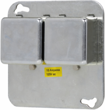 Square Box Cover Unit 125V, 15A, 4.12 Inch Length, Receptacle Fuse Holder