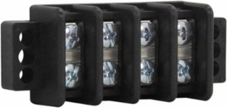 Double Row Terminal Block, 3.25 Inch Length, 600V, Two-Pole, 30A Amperage Rating