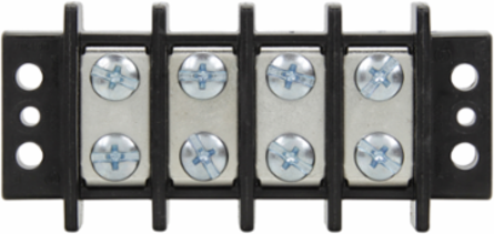 Double Row Terminal Block, 3-Pole, 600V, 75A, 20 lb-in Torque, 3.89 Inch Length