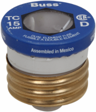 Plug Fuse 15A 125V Time Delay 2 Inch Length 5 Inch Height