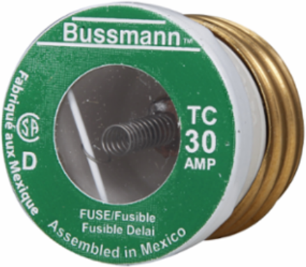 Plug Fuse, 30A Amperage, 125V Voltage, 2.4 Inch Height, Time Delay, Pack of 4