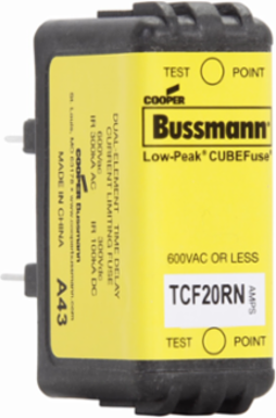Time-Delay Fuse, 20A, 600 Vac/300 Vdc, Finger Safe, 1.88 Inch Length, Class CF