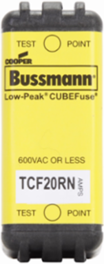 Time-Delay Fuse, 20A, 600 Vac/300 Vdc, Finger Safe, 1.88 Inch Length, Class CF