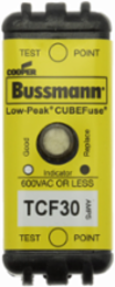 Time-Delay Fuse, 30A, 600 Vac/300 Vdc, 300 kAIC with Indicator, Finger Safe