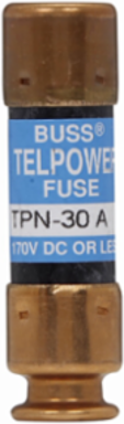 Telecommunication Fuse 170 Vdc 25A 100 kAIC Non-Indicating Ferrule End X Ferrule End