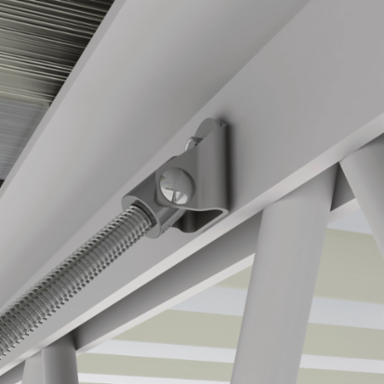 Branch Line Restraint Structure Attachment to Steel, 3/8", 1/2" Rod