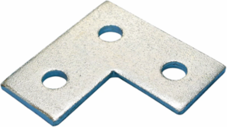 Three Hole Flat Corner Bracket, Steel, EG, 3.5" x 3.5"