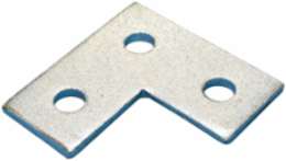 Three Hole Flat Corner Bracket, Steel, EG, 3.5" x 3.5"