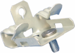 Hammer-On Flange Clip, Bottom Mount with Stud, Spring Steel, 5/16"–1/2" Flange