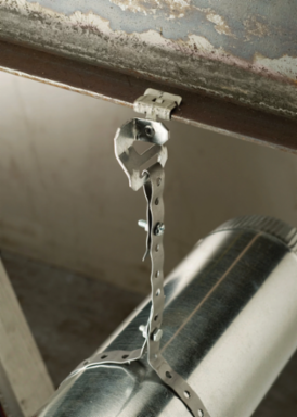 H-MSR 90° Strap Hanger with Flange Clip, 0.3125"–0.5" Flange, 1 1/4" Max Strap