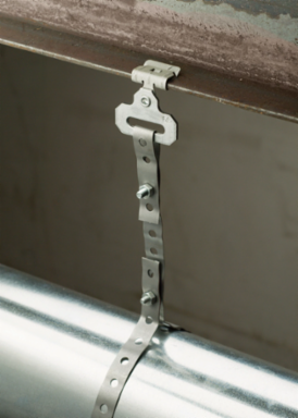 H-MSS Inline Strap Hanger with Flange Clip, 0.5625"–0.75" Flange, 1 1/4" Max Strap