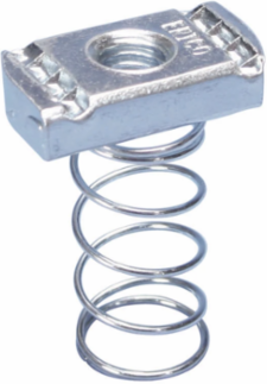 Strut Nut with Spring, Channel Type A, Steel, EG, 1/2" Rod