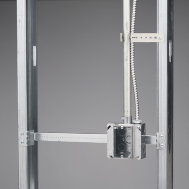 Telescoping box bracket 15 3/4"–25" stud space 1 1/2", 2 1/8", 2 1/2" box depth