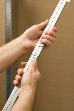 Telescoping box bracket 15 3/4"–25" stud space 1 1/2", 2 1/8", 2 1/2" box depth