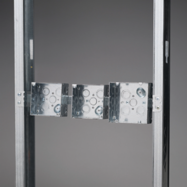 Telescoping box bracket 17"–26" stud space 1 1/2", 2 1/8", 2 1/2" box depth