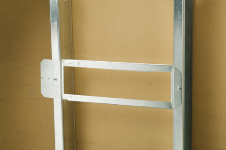 Telescoping rigid box support, 16"–24" stud spacing