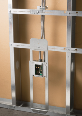 Telescoping rigid box support, 16"–24" stud spacing