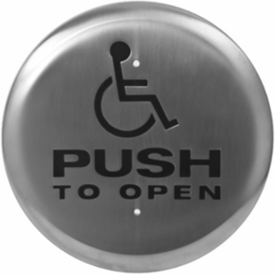 6 Inch Round Push Plate Switch with Wheelchair Symbol, 0.93 lbs