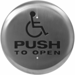 6 Inch Round Push Plate Switch with Wheelchair Symbol, 0.93 lbs