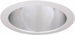 6" conical Reflector, wide 65 degree beam angle, Specular clear, Polished flange