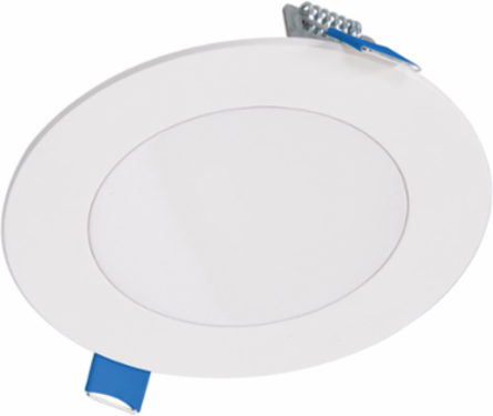 4-Inch LED smooth lens downlight with plastic housing and remote driver / junction box with Selectable CCT (2700K-3500K)