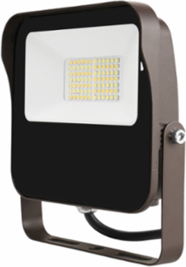 LSF Floodlight, Slipfitter and Trunnion, Selectable CCT: 3000K/4000K/5000K, Selectable Lumens: 5000-6500-8000-10,000, 65W, 70 CRI, 120-347V, 50-60 Hz, Dusk-to-Dawn via Button-type photocontrol