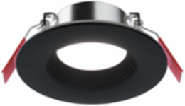 3-inch LT Series Baffle Canless LED Downlight. 570 lumens, 90+ CRI, field selectable CCT up to 5000K, 120V 60Hz, LE & TE phase cut 10% dimming, matte black finish, Plastic-free & Fully Recyclable.