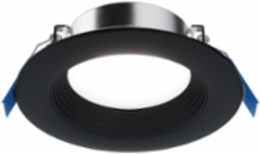 4-inch LT Series Baffle Canless LED Downlight. 670 lumens, 90+ CRI, field selectable CCT up to 5000K, 120V 60Hz, LE & TE phase cut 10% dimming, matte black finish, Plastic-free & Fully Recyclable.