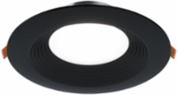 6-inch LT Series Baffle Canless LED Downlight. 855 lumens, 90+ CRI, field selectable CCT up to 5000K, 120V 60Hz, LE & TE phase cut 10% dimming, matte black finish, Plastic-free & Fully Recyclable.