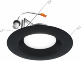 5/6-inch Recessed Smooth Splay LED Trim, 803 lumens, 90+ CRI, field selectable CCT: 2700K,3000K, 3500K, 4000K, 5000K, Matte Black, Plastic-free & Fully Recyclable