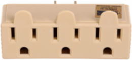 Three Outlet Tap, 15A, 125V, NEMA 5-15R, Ivory, Thermoplastic