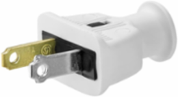 Eaton straight blade plug , #18-10 AWG, 15A, Commercial, 125V, Back wire, White, Brass, Thermoplastic, 1-15P, Two-pole, two-wire, non grounding, Screw, 0.328" diameter, Thermoplastic rubber, ED Box, polarized
