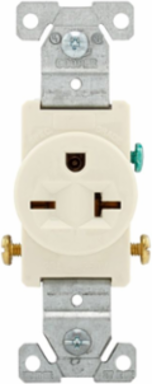Single Receptacle, Commercial Specification Grade, 20A, 250V, NEMA 6-20R, Almond