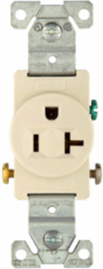 Single Receptacle, Commercial Specification Grade, 20A, 125V, NEMA 5-20R, Light Almond