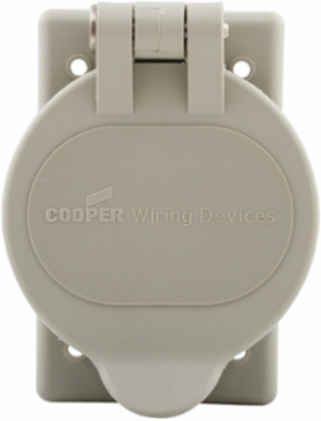 Receptacle Cover, Weatherproof Self-Closing, Glass-Filled Nylon, Industrial, 30A 4-Wire, Gray