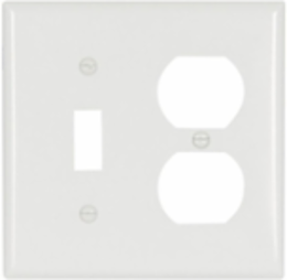 Combination Wallplate, Toggle and Duplex Receptacle, 2-Gang, Standard, Thermoset, White
