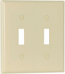 Toggle Switch Wallplate, 2-Gang, Standard, Thermoset, Ivory (2139V-BOX)