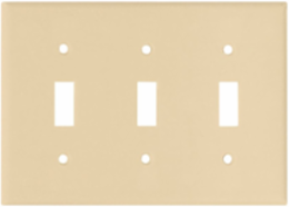 Toggle Wallplate, 3-Gang, Standard, Thermoset, Ivory