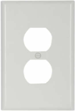 Duplex Receptacle Wallplate, 1-Gang, Oversize, Thermoset, White