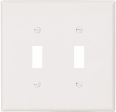 Toggle Wallplate, 2-Gang, Oversize, Thermoset, White