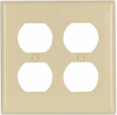 Duplex Receptacle Wallplate, 2-Gang, Standard, Thermoset, Ivory (2150V-BOX)