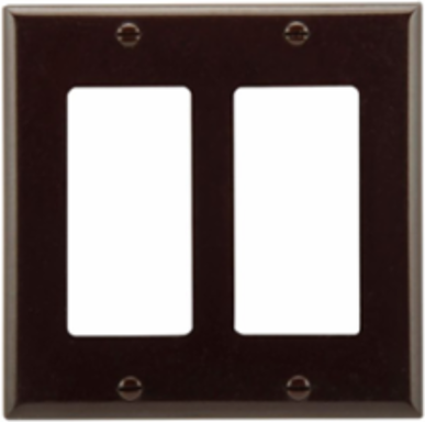 Decorator/GFCI Wallplate, 2-Gang, Standard, Thermoset, Brown