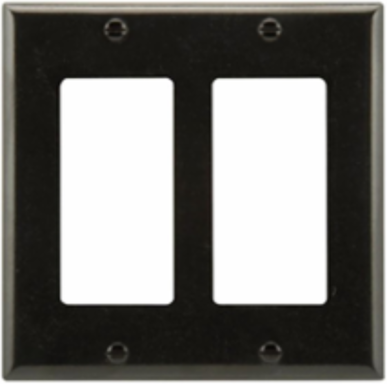 Decorator/GFCI Wallplate, 2-Gang, Standard, Thermoset, Black