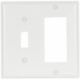 Combination Wallplate, Toggle/Decorator, 2-Gang, Standard, Thermoset, White